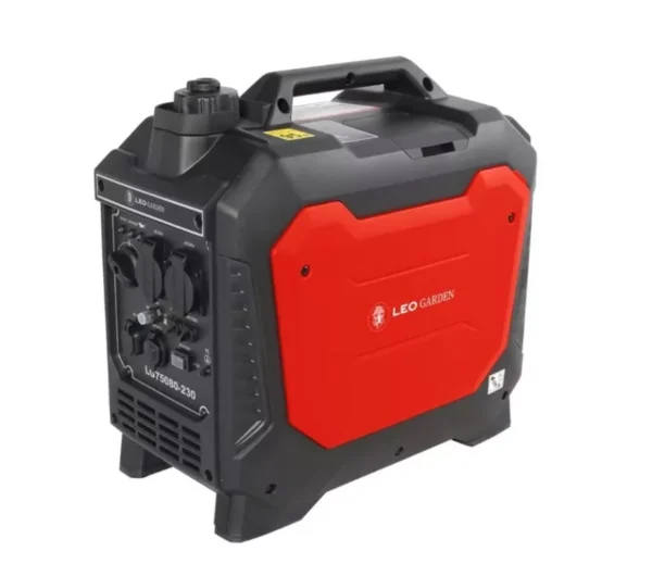 Leo 1.8kW Inverter Generator with a 4-Stroke, 79cc engine. Equipped with 2 x 2 pole 230v sockets, 2 x USB (5V 2.1A) and 1 x  Car / Cigarette plug (12v 8A)